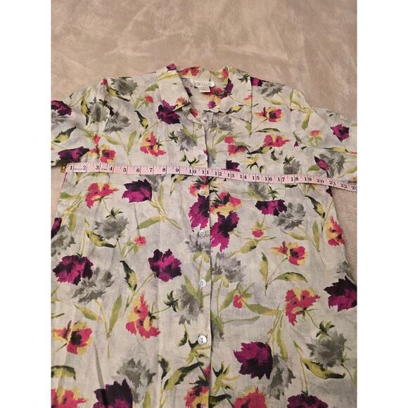 Soft Surroundings Jordan VTG 100% Linen Watercolor Floral Button Down Shirt M - Picture 7 of 9